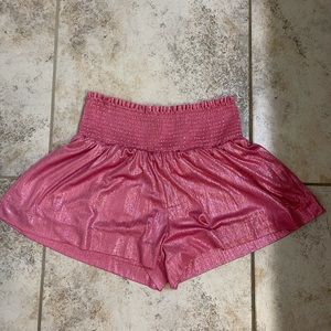 Shimmer pink flowy shorts